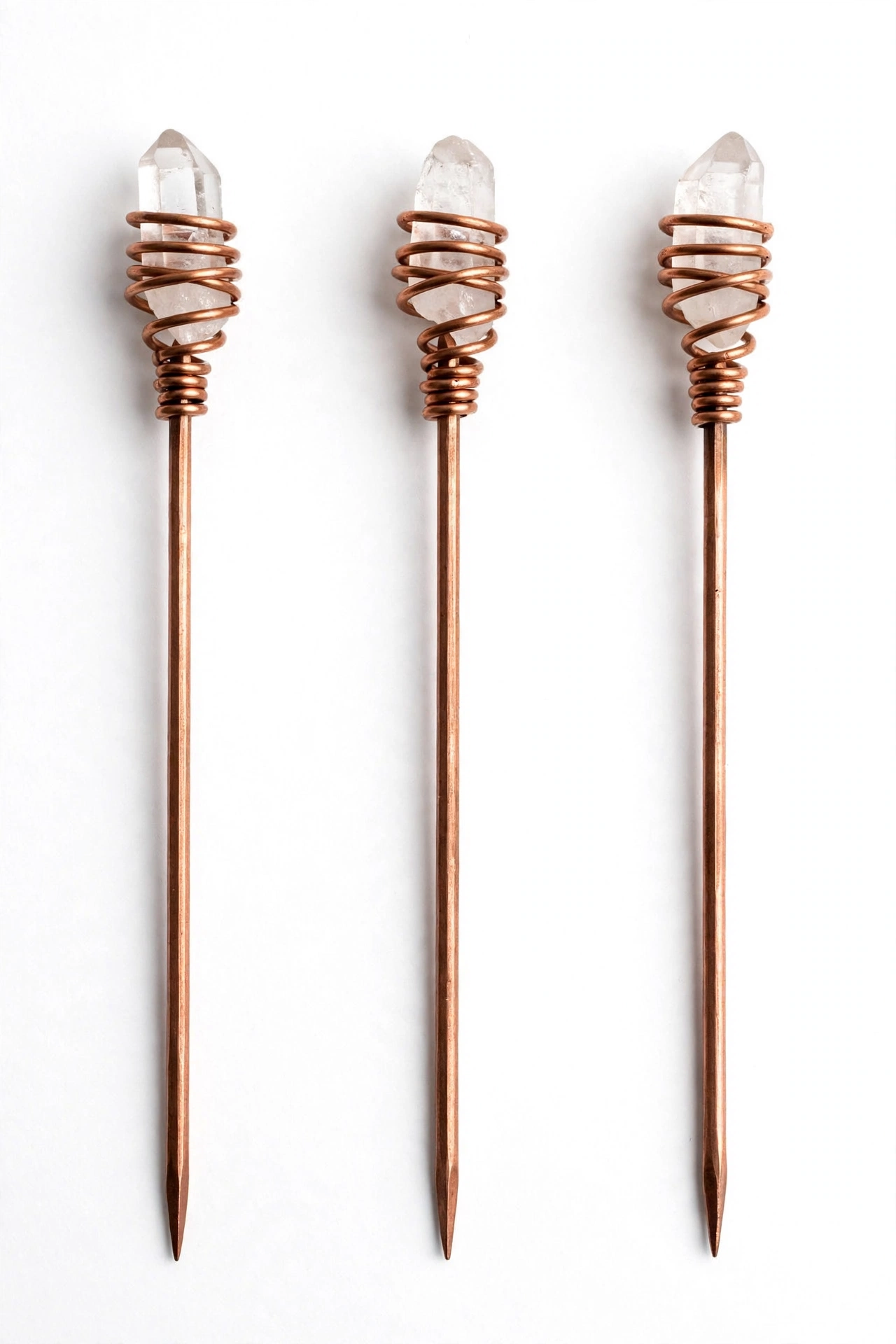 AetherBeacon Trio — three copper spiral stakes